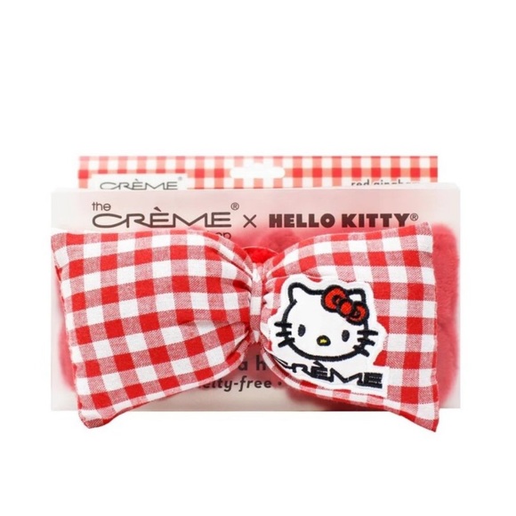 Hello Kitty x the Creme Shop Plush Spa Headband Limited Edition Red Gingham - Picture 2 of 5